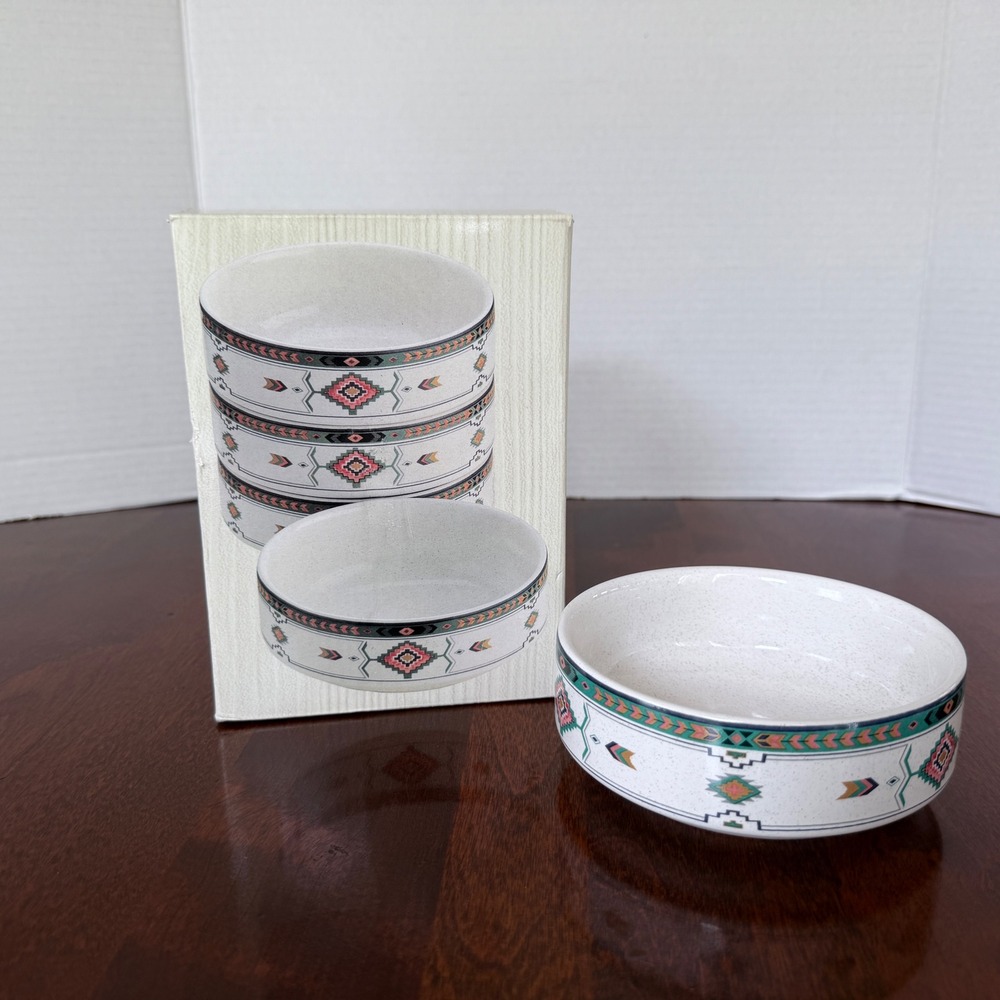 NEW Studio Nova Fruit Bowl Set 4 Adirondack Cream Southwest Y2201 Stoneware